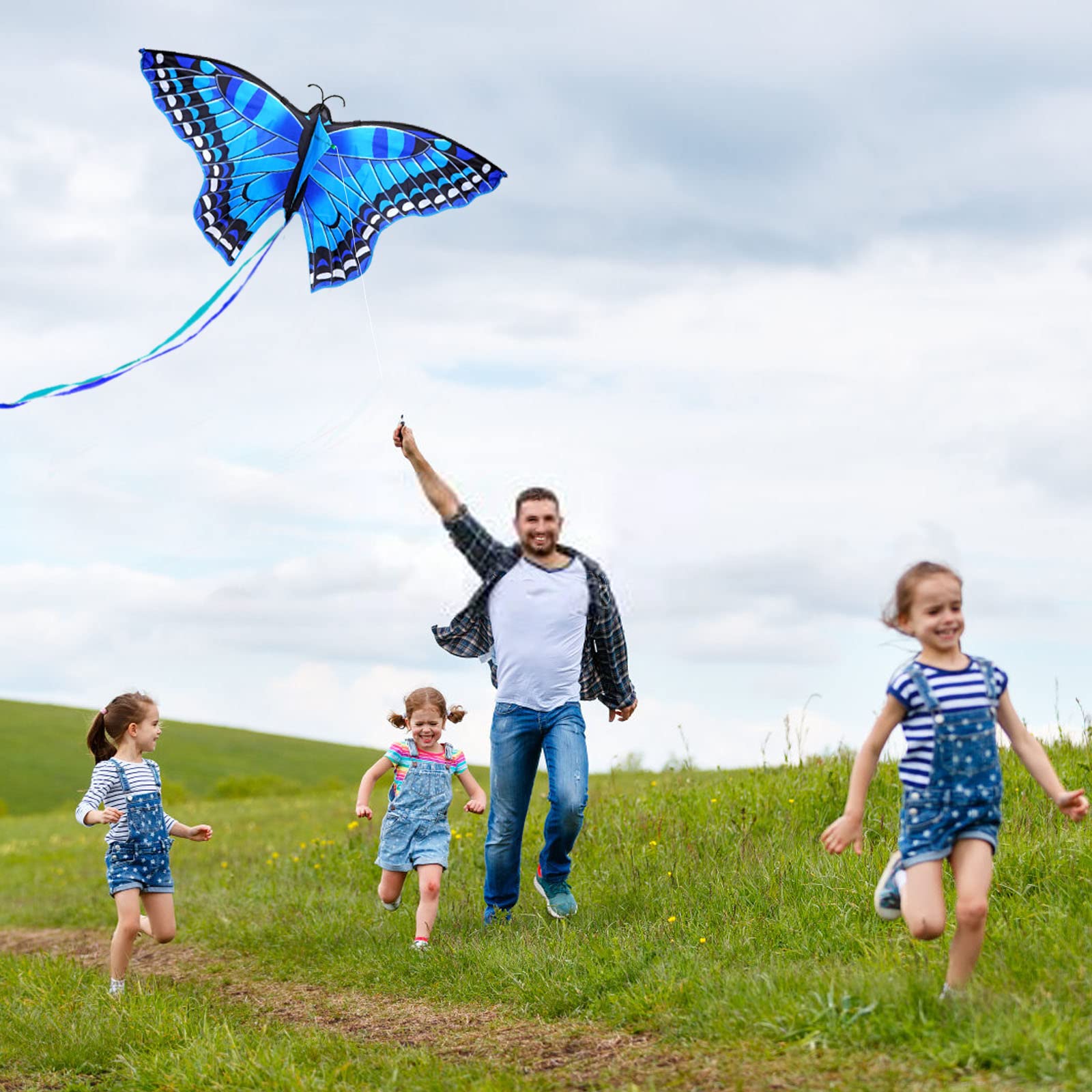 Cerf-volant Papillon 140x70 Cm - Avec Queue 400 Cm, Pour Débutants Et Adultes