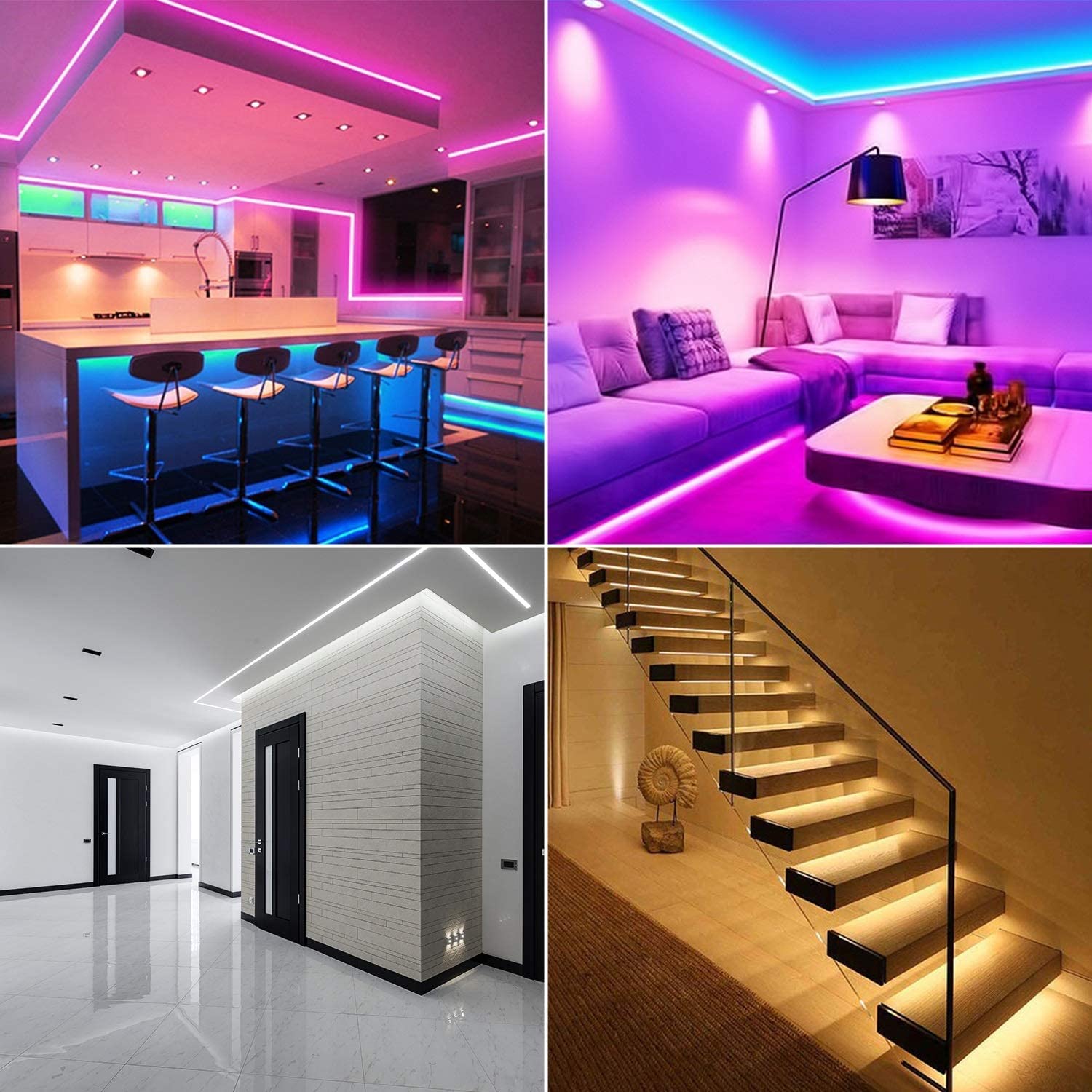 Perfil de canal de aluminio LED para tiras de hasta 16 mm, barra en forma de U, perfil de aluminio, difusor con cubierta blanca lechosa, perfil de esquina, adecuado para tiras LED Philips Hue / Stripe