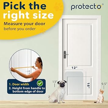 PROTECTO Heavy Duty Door Protector from Dog Scratching, 18 x 12 Clear Door Scratch Protector, Easy to Install on Window, Wall, Screen & Sliding Doors | Cat Scratch Guard for Indoors Outdoors
