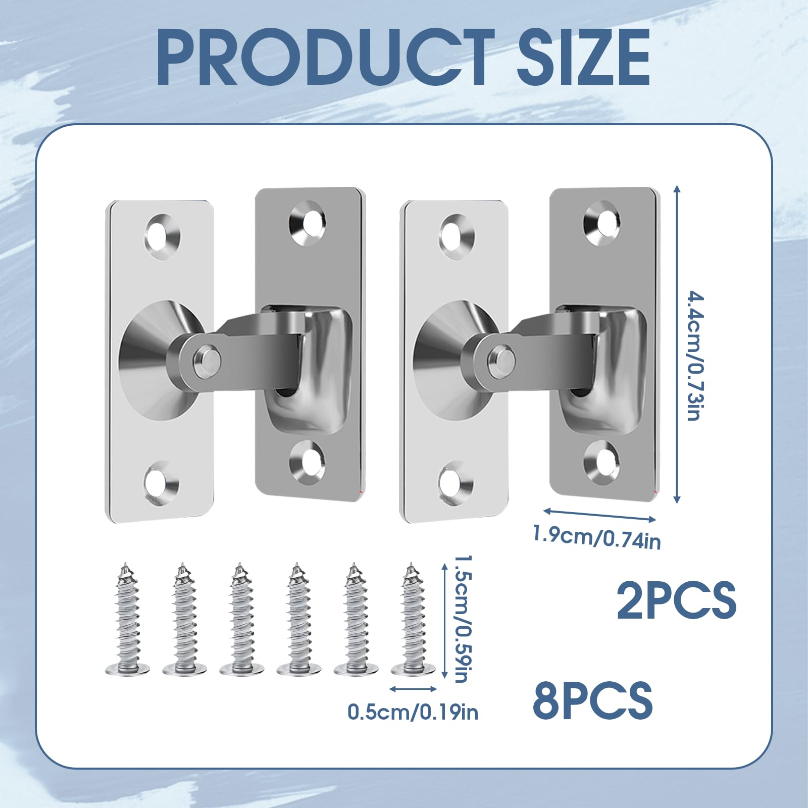 2pcs 90 Degree Stainless Steel Door Lock Hasp Latch, Right Angle Sliding Bolt Lock for Bedroom Bathroom, Cabinet, Window - Image 2