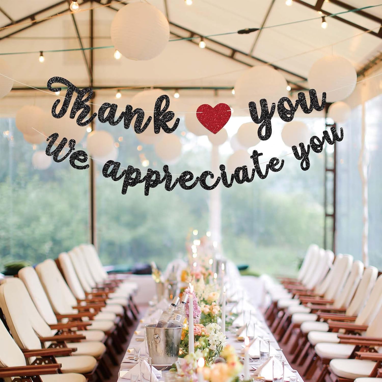 Thank You Banner for Employee Appreciation Decorations,Glitter We Appreciate You Banner-Thank You Sign Decor for Employee Coworker Staff Teacher,Goodbye Farewell Going Away Party Decorations