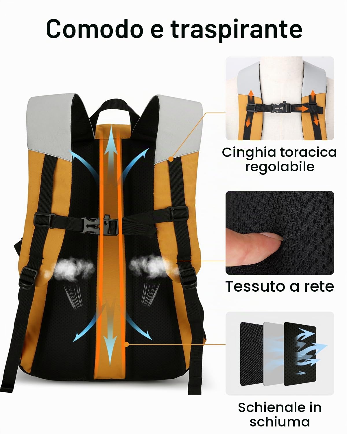 20L Zaino Escursionismo Uomo Donna, Zaino Trekking Piccolo con Striscia Riflettente, Zaini Sportivo Impermeabile per Viaggio Campeggio