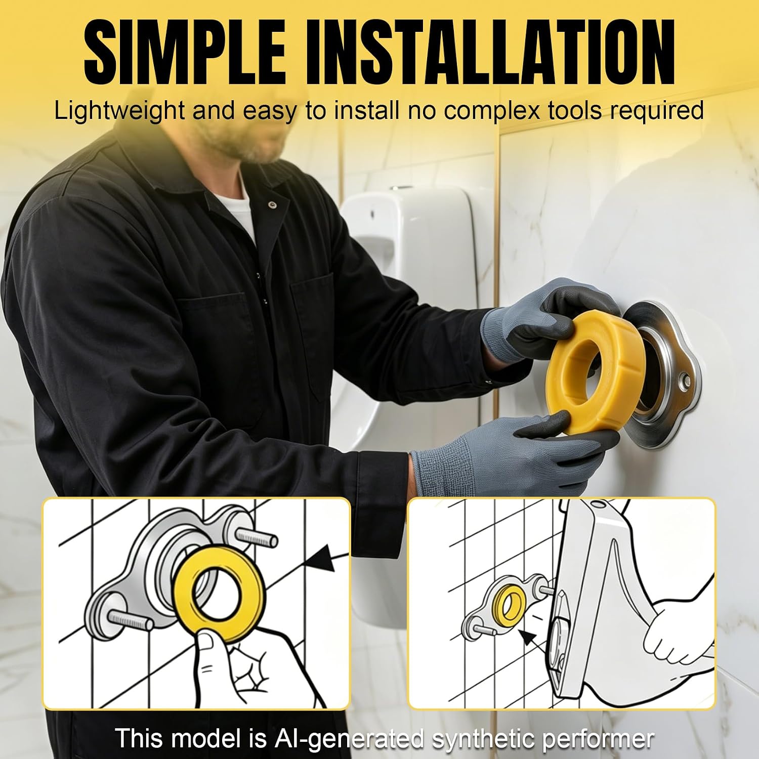2 Inch Urinal Wax Ring Replacements for Standard 2-inch wall mounted urinal outlets,Urinal wax wall gasket Compatible with most urinals (2-pack)