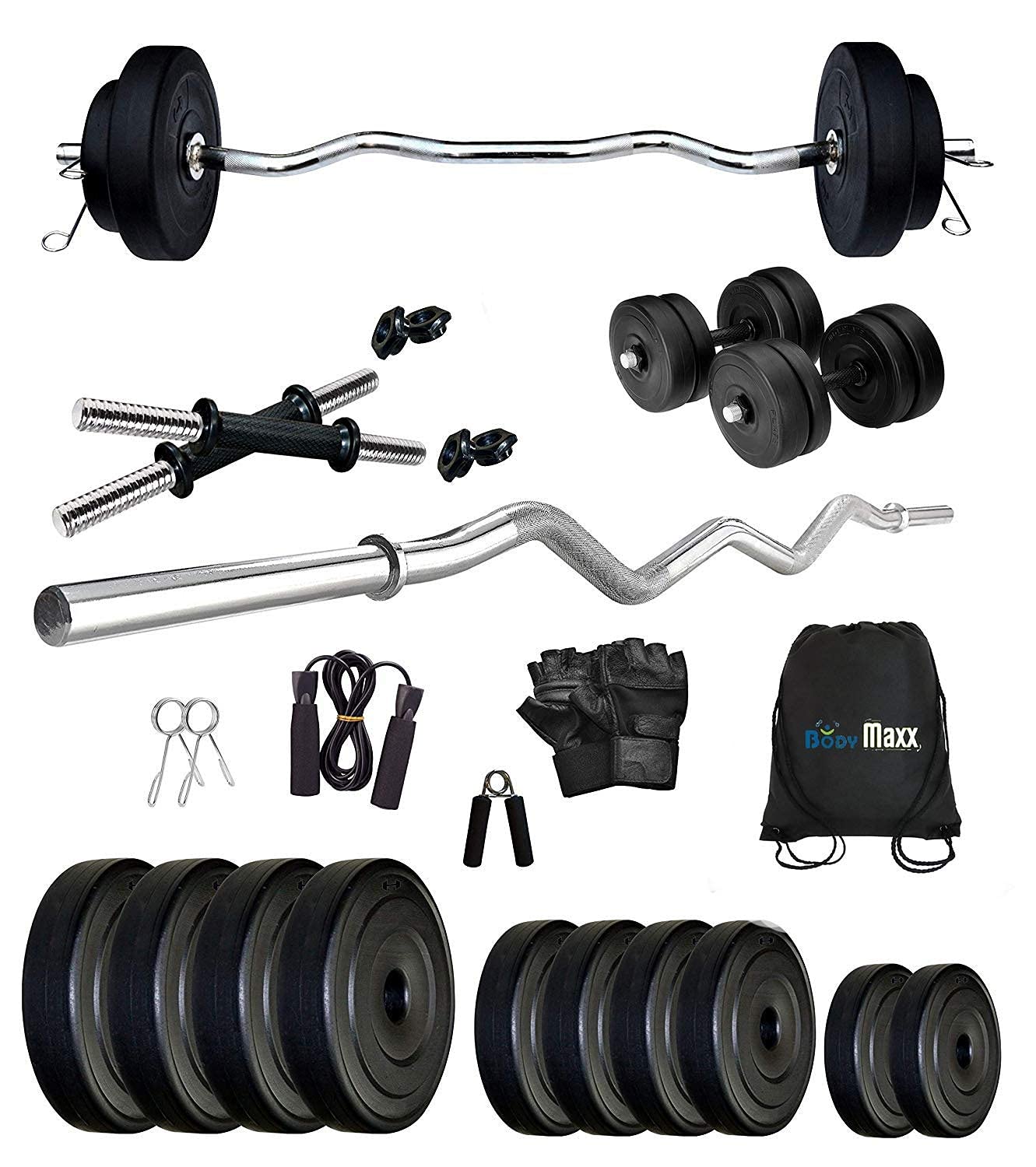 Body Maxx-PVC 20kg Combo 3 Leather Home Gym and Fitness Kit (B07NCLN1GZ) Amazon Price History, Amazon Price Tracker