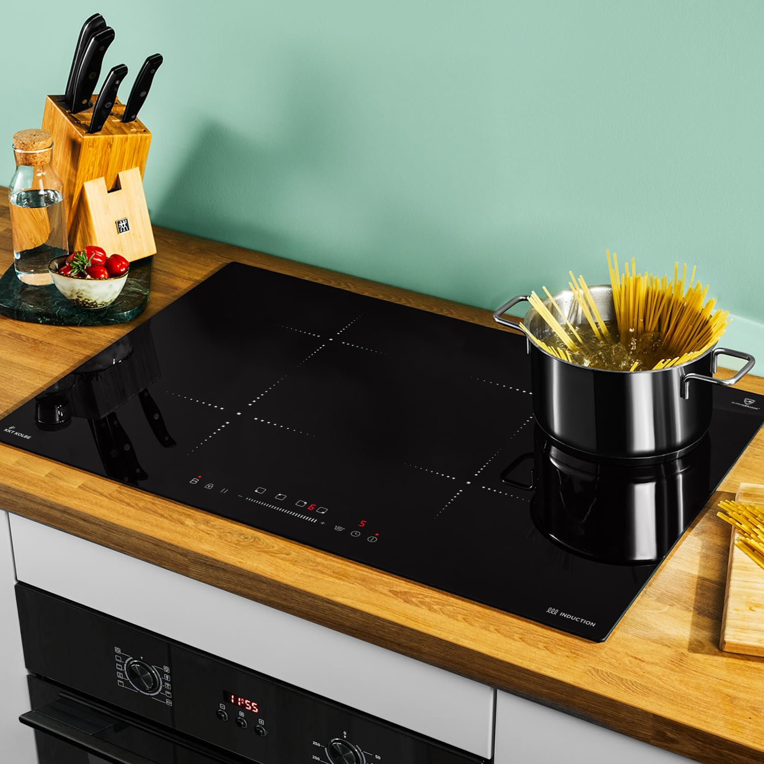 KKT KOLBE Autarkes zestaw kuchenek, 60 cm, piekarnik do zabudowy BO8005FB, 77 cm, płyta indukcyjna IH87704RL do wycięcia na 59 cm | grill gorące powietrze | timer | oszklenie termiczne |
