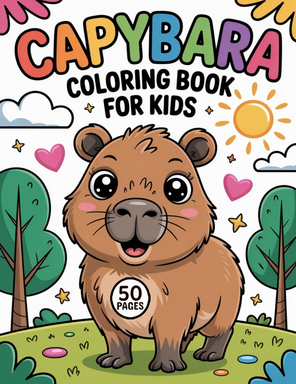 Capybara Coloring Book for Kids: Adorable Capybaras, Simple Scenes , Easy Coloring for Ages 4–8