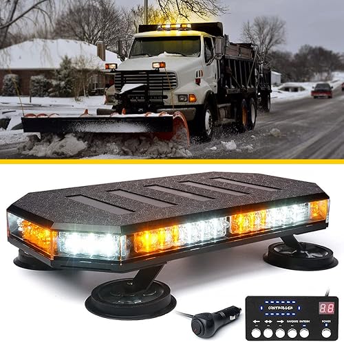 LUMENIX Barra de luz estroboscópica de techo de 42 LED luz intermitente de advertencia de peligro de alto brillo con controlador sincronizado para