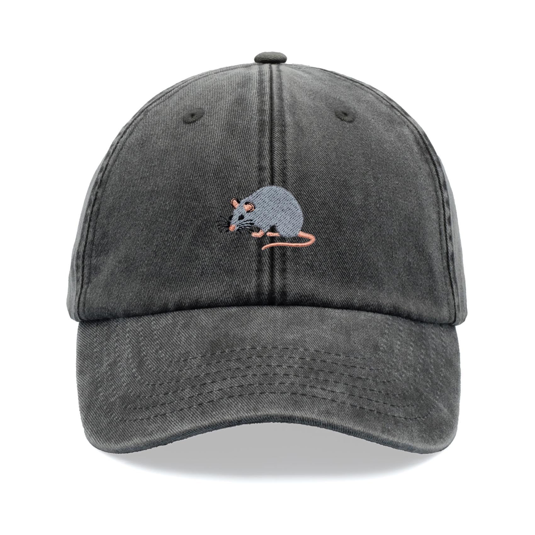 Rat Baseball Cap Vintage Washed Unisex Dad Hat Adjustable Black