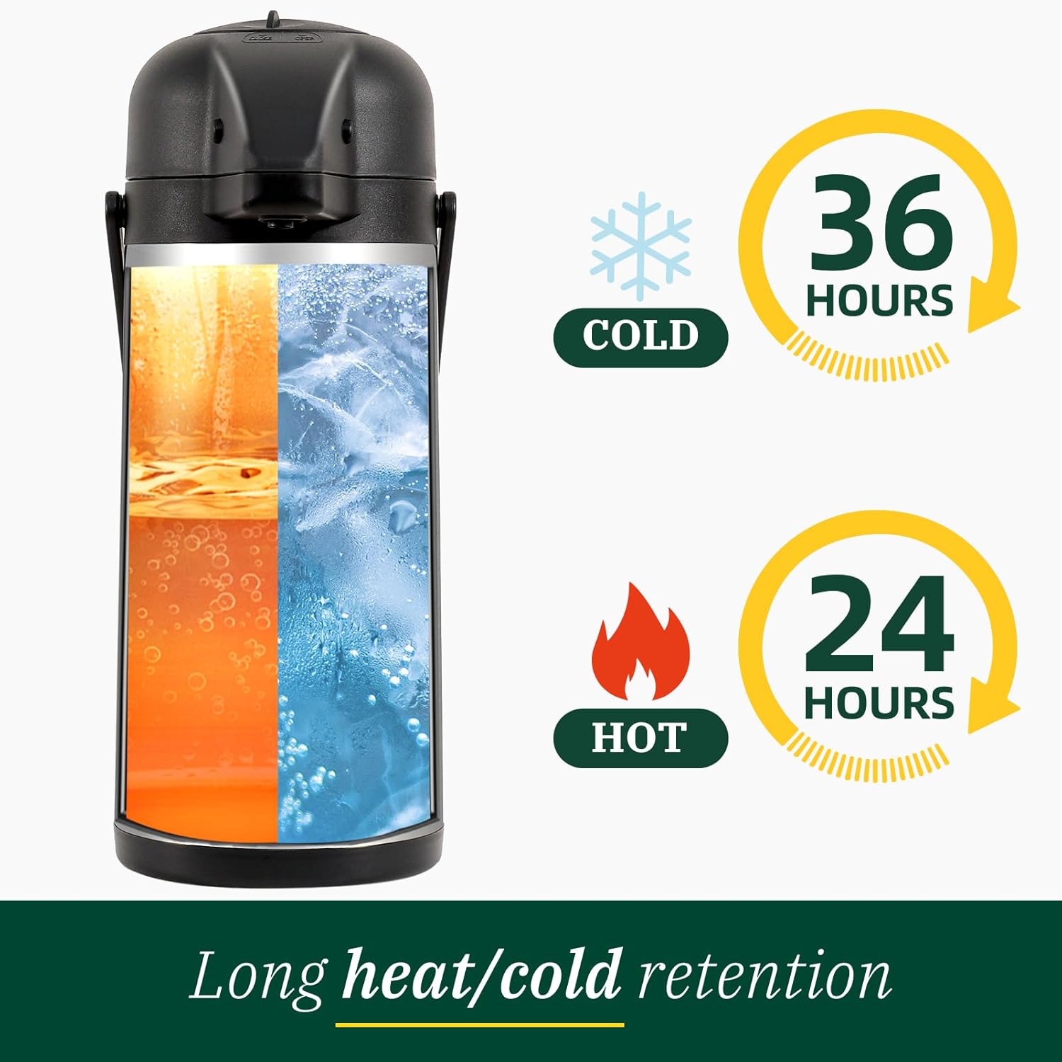 Airpot Coffee Carafe for Keeping Hot - 102 OZ/ 3L Large Coffee Dispenser with Pump - Insulated Stainless Steel Thermos for Hot Drinks Water Tea Chocolate - Thermal Urn Beverage Dispenser for Parties