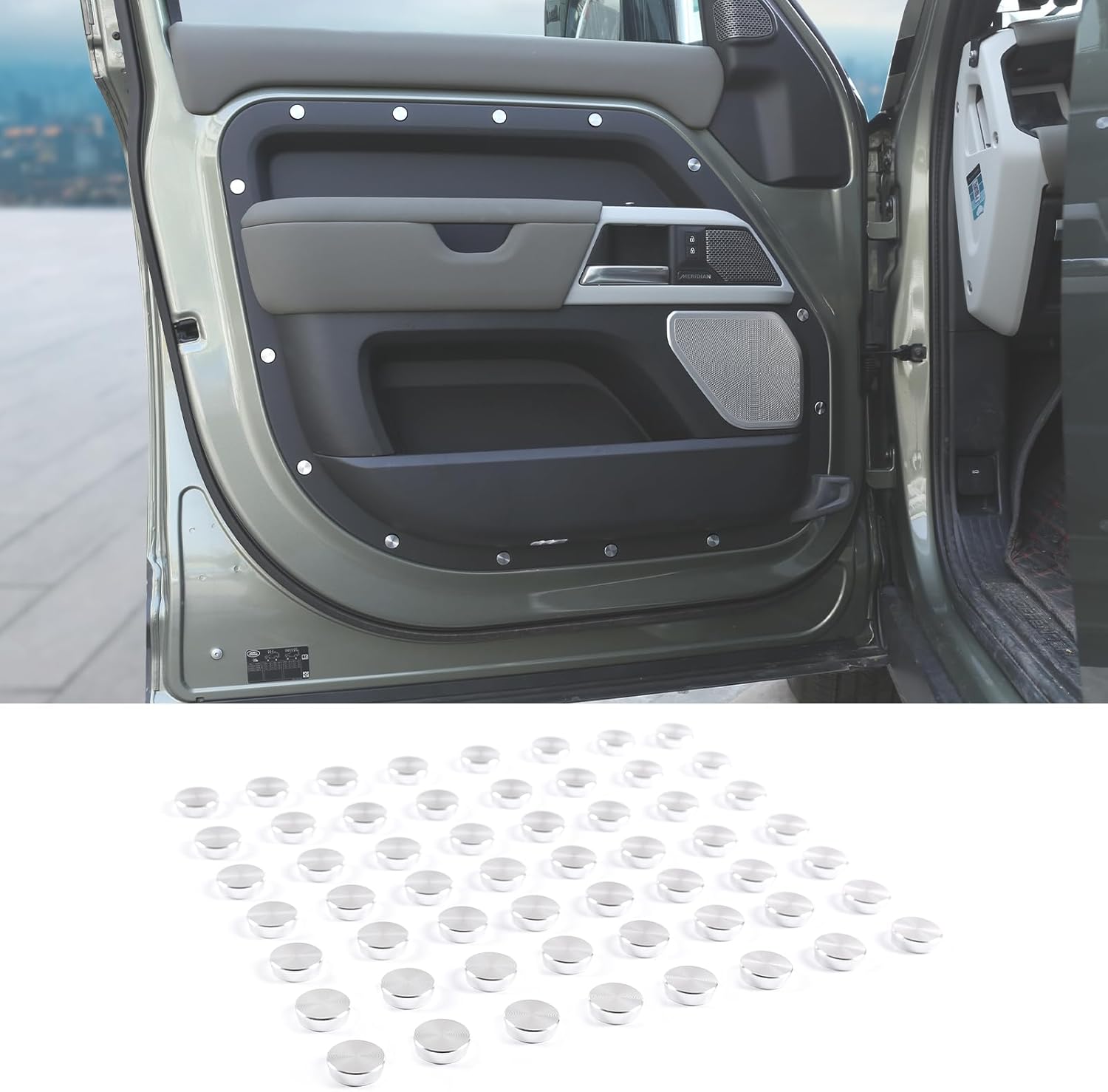 Screw Decorative Cover for 2020-2023 Land Rover Defender 110 Accessories, 56 PCS Aluminum Alloy Car Screw Protection Cover Trim (Defender 110 - for 4 Side Doors)