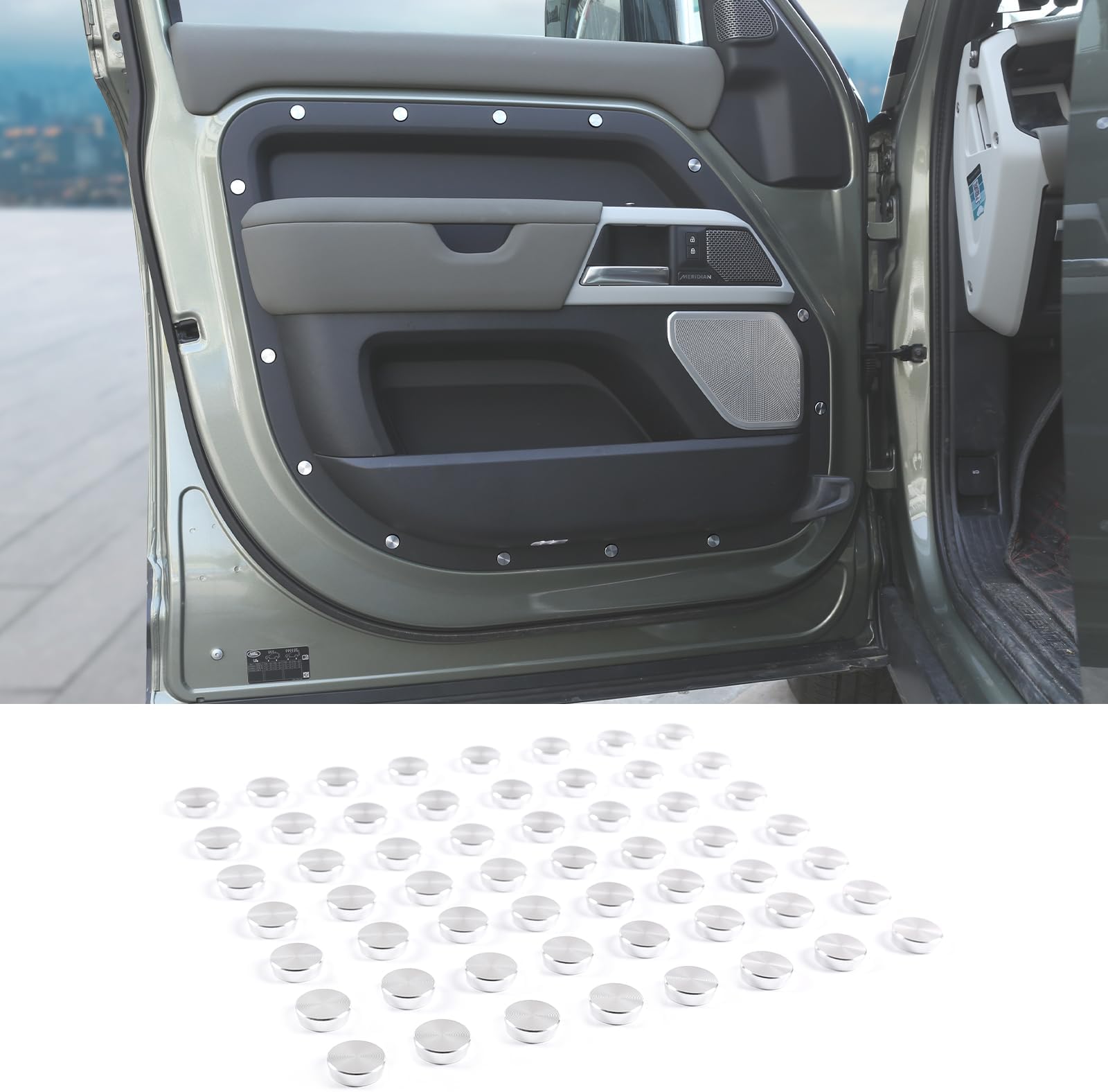 Screw Decorative Cover for 2020-2023 Land Rover Defender 110 Accessories, 56 PCS Aluminum Alloy Car Screw Protection Cover Trim (Defender 110 - for 4 Side Doors)