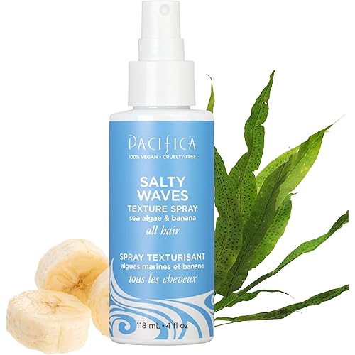 Pacifica Beauty, Salty Waves Texture Sea Salt Spray for Hair, Beachy Waves, Wavy Hair Products, Hydrating, Banana Scent, Curl Enhancing, Paraben Free, Sulfate Free, Vegan & Cruelty Free