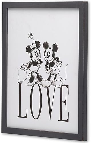 Vista 36 de Disney Mickey y Minnie Mouse You Are My Happy Place - Decoración de pared de madera enmarcada - Bonita imagen de Mickey Mouse Rojo/gris