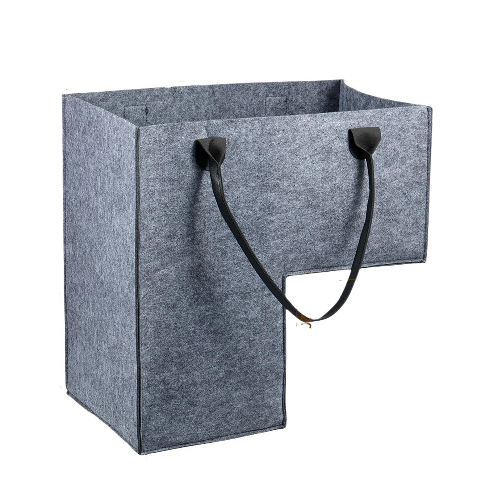 Felt Staircase Basket With Stainless Steel Handle L-Shape Stair Laundry Storage For Sundries Toys Organizer for Laundry(Color3)