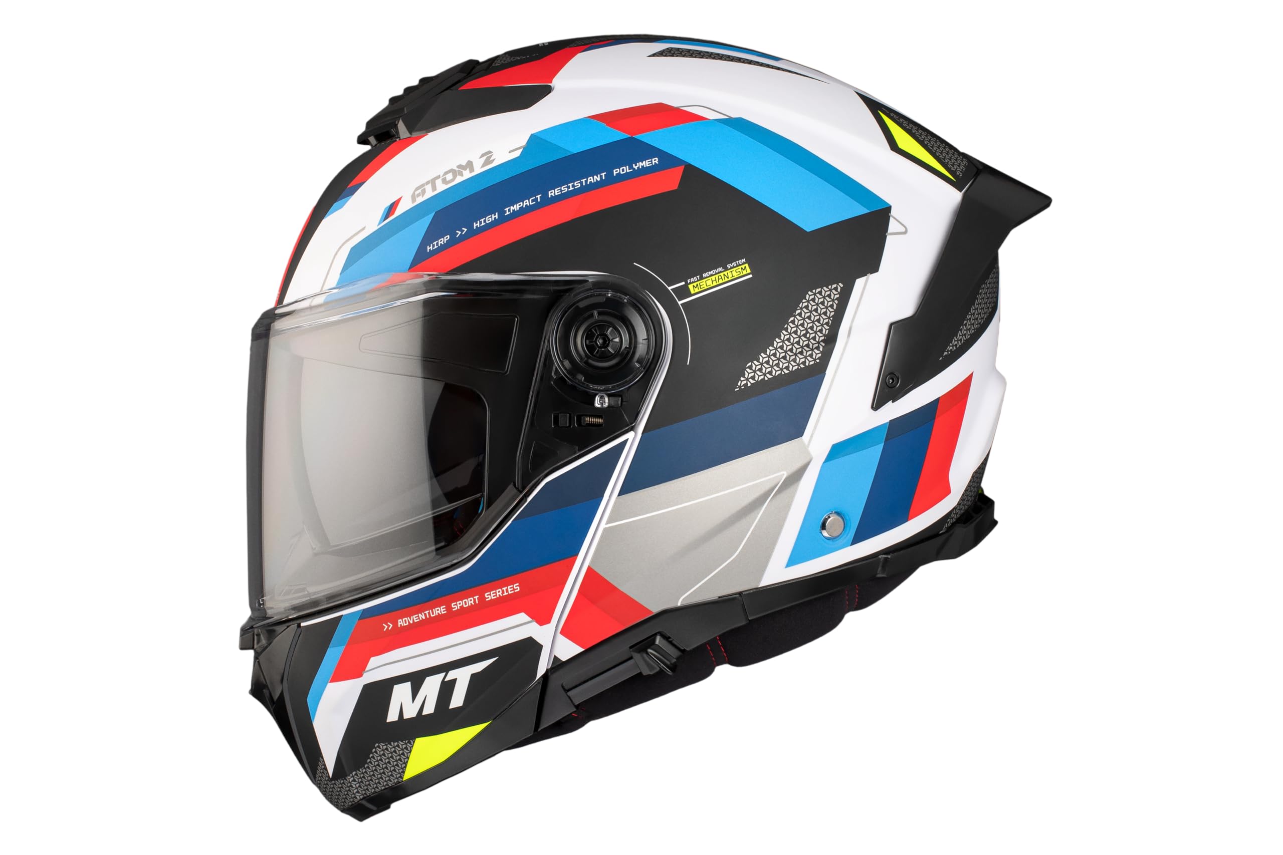MT Helmets Atom 2 SV, Casco moto Modular Flip-Up, Visor Solar Retráctil, Interior Lavable, Preparado Intercomunicador UCS, Bloqueo frontal, Visor con posición Ventilación, Homologado ECE 22.06 & DOT