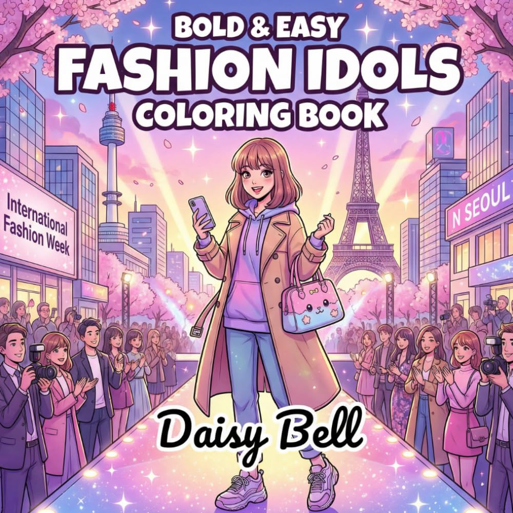 Fashion Idols Coloring Book: 50 Bold and Easy Anime Style Pages for Teens and Kids Featuring Runway Glamour and Aesthetic Outfits