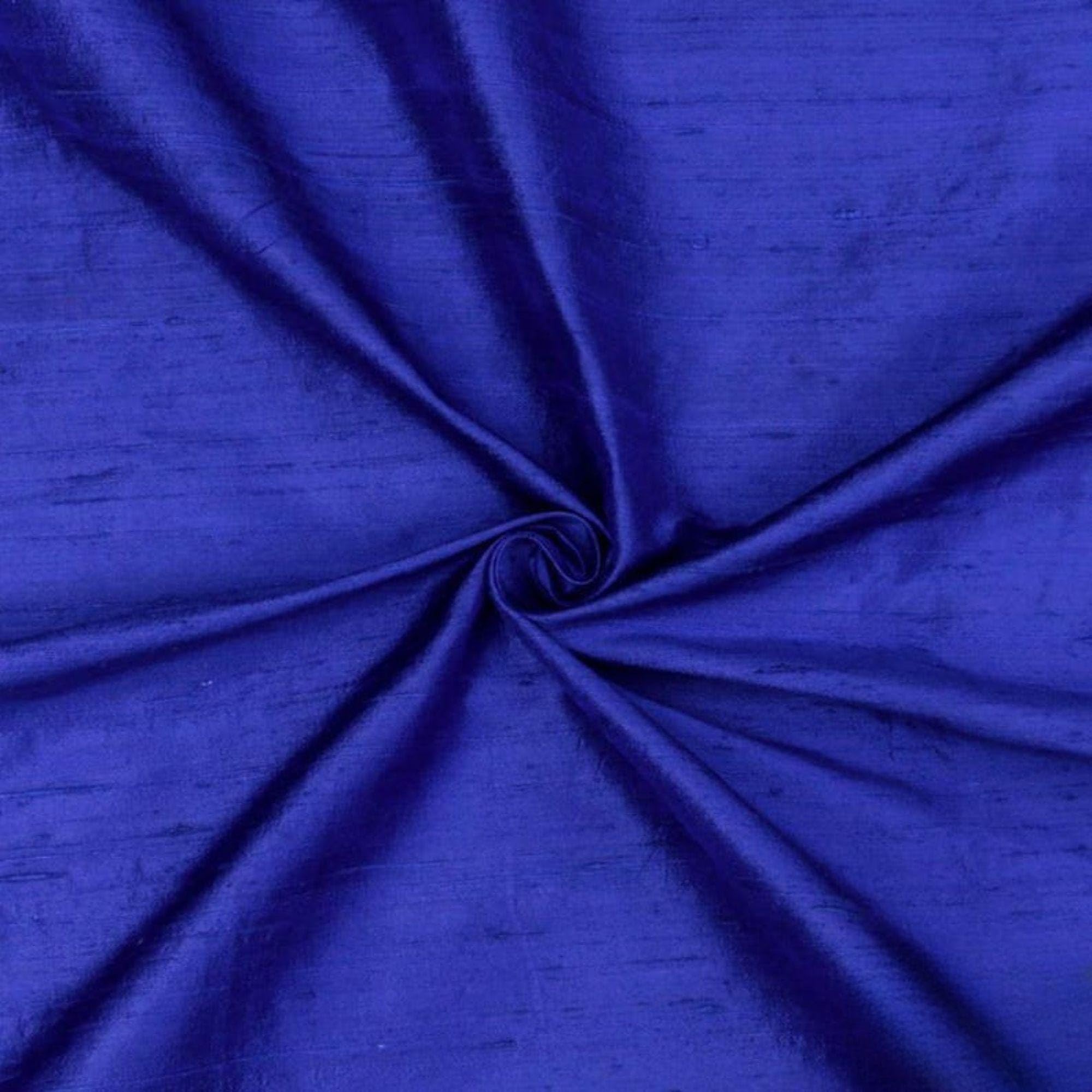 Fabric Mart Direct Royal Blue 100% Pure Silk Dupioni Fabric By The Metre, 2 Continuous Metres 104 cm Width Pure Raw Silk Solid Color Blue Wholesale Silk Upholstery Fabric for Curtains Bridal Dress โ image 1