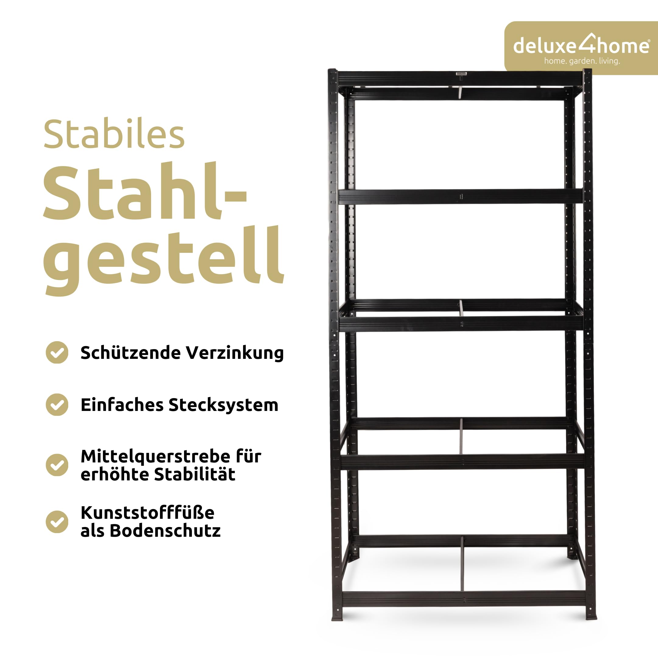 2er Set Schwerlastregal Schwarz I Kellerregal verzinkt I 40x90x180 cm I Lagerregal jeweils bis 875kg belastbar I Stahlregal Regal mit Stahlgestell und verstellbaren Ablagen