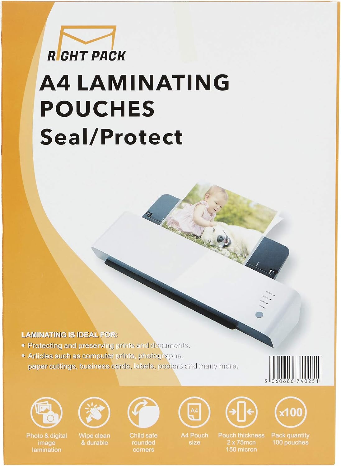 Right Pack Laminating Pouches A4 100 Sheets 150 Micron, Clear - Image 4