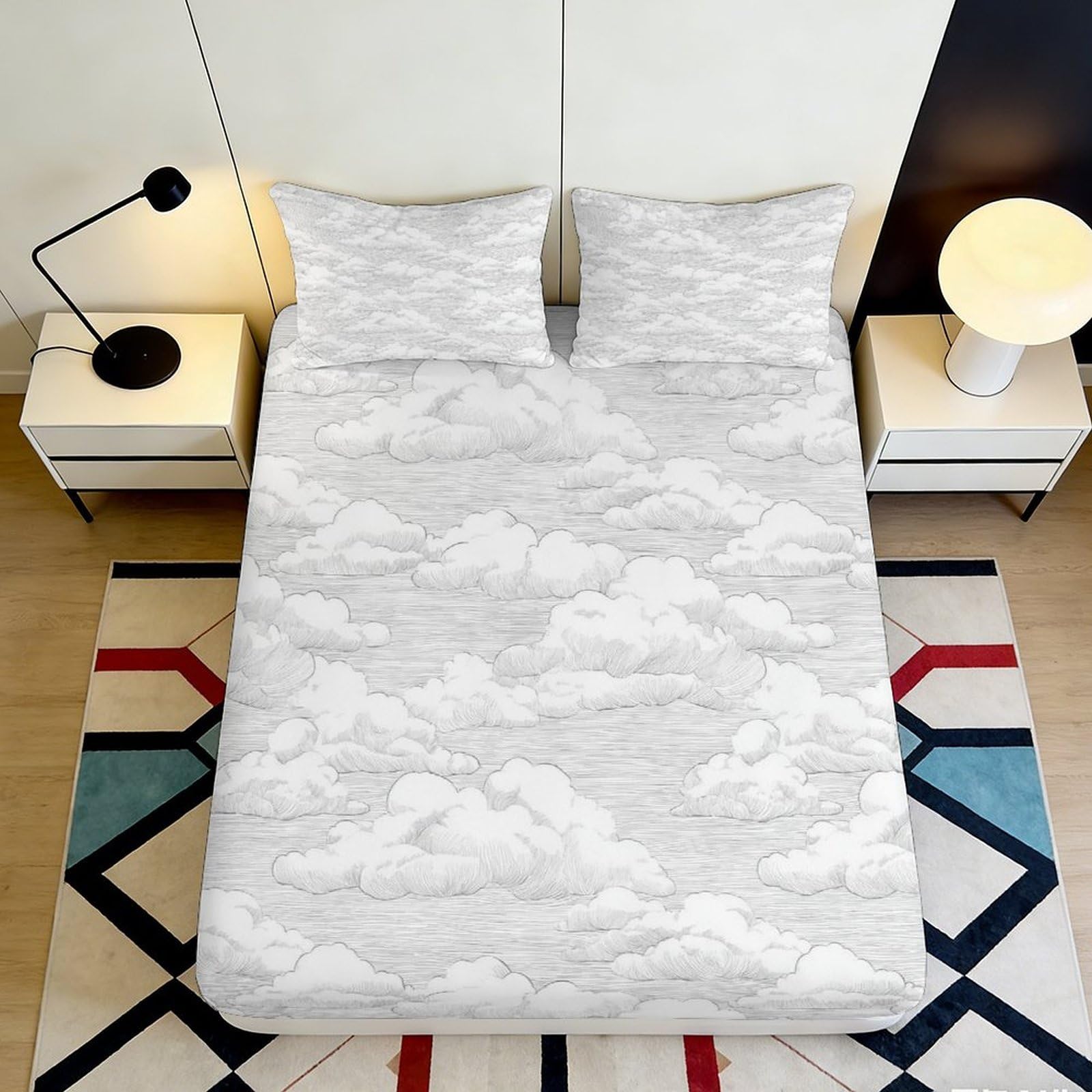 3D Printed Ocean Octopus Fitted Sheet Microfiber Deep Pocket Non-Slip Bedroom Bedding Octopus Mattress Fitted Cover Washable 140x200x25cm