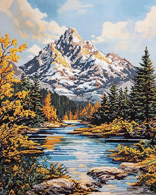 Kit complet de broderie point de croix paysage de forêt 11CT pour débutant 40x50cm