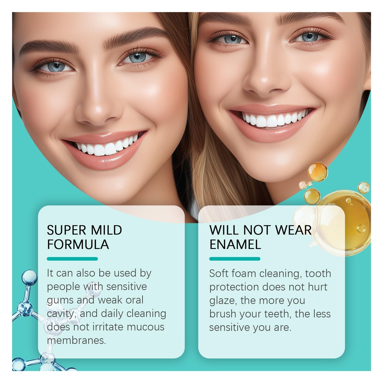 Mousse blanqueadora de dientes tipo bomba 60 ml | La espuma se dispensa directamente, cubriendo finamente los dientes for eliminar los residuos.(2pcs)