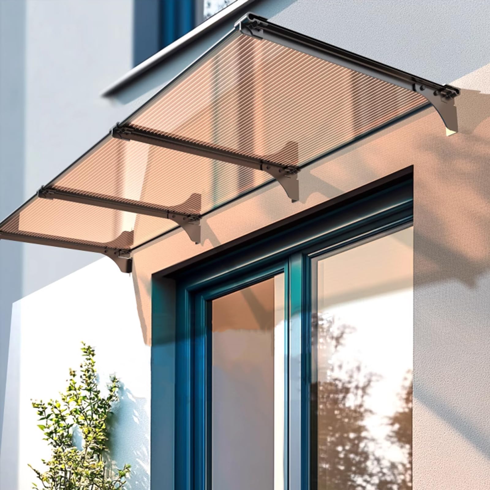 GJMSSMY Outdoor Door Canopy, Polycarbonate Awning for Sun and Rain Protection, Modern Entrance Shelter, Soundproof Door Cover, 40x120cm (16x47 inches)