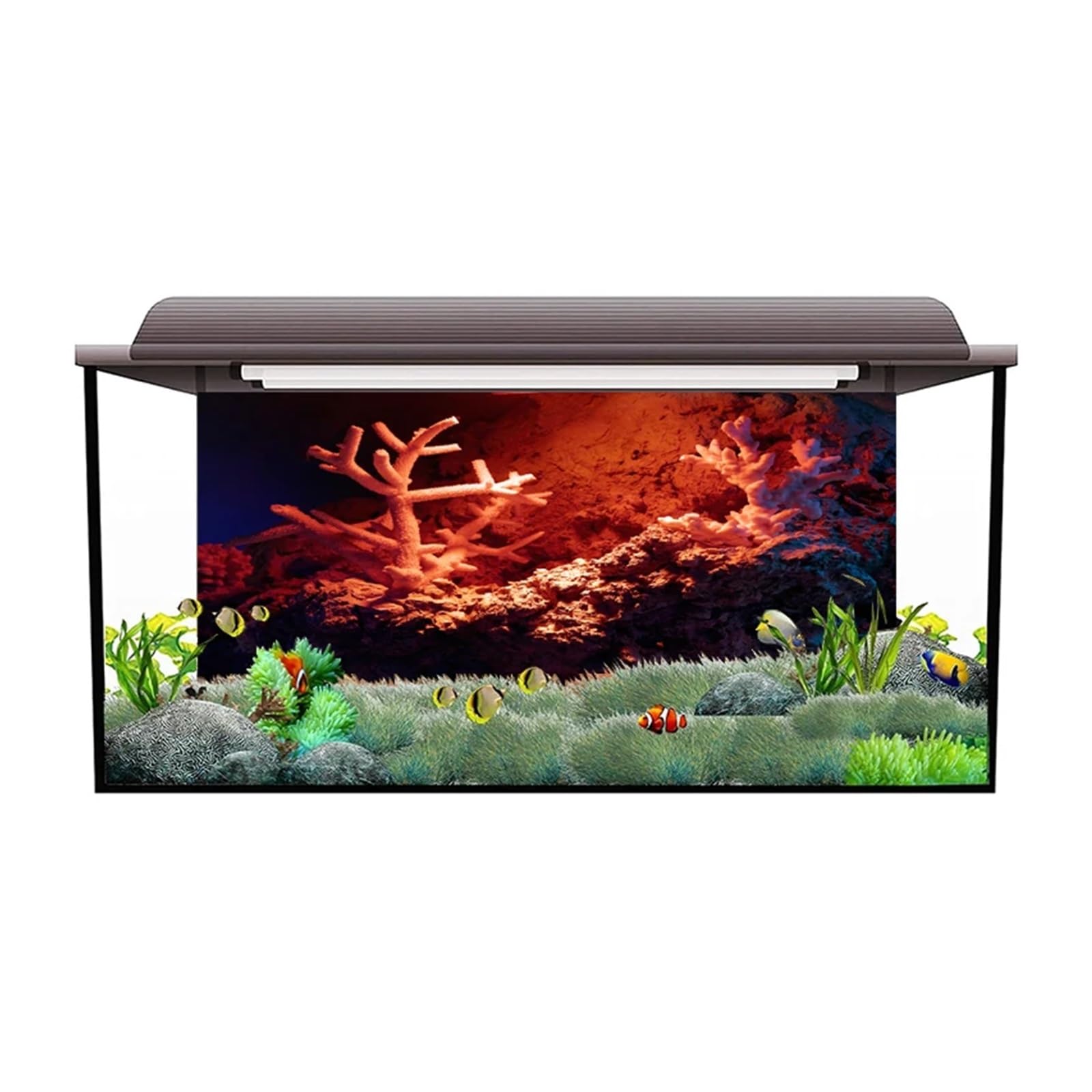 Autocollant de Fond d'aquarium, Affiche de Corail sous-Marin Rouge, décoration d'aquarium, Papier Peint Autocollant, arrière-Plan(41x 122cm)