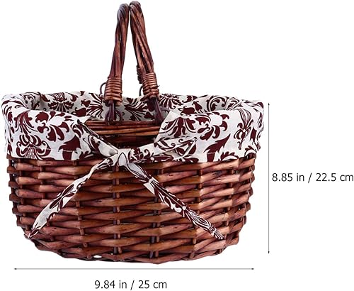Miniatura 5 de DOITOOL Cesta de picnic de sauce con forro y asa, tejido a mano, huevos de Pascua y cesta de caramelo, cesta de regalo, cesta de escritorio, cestas