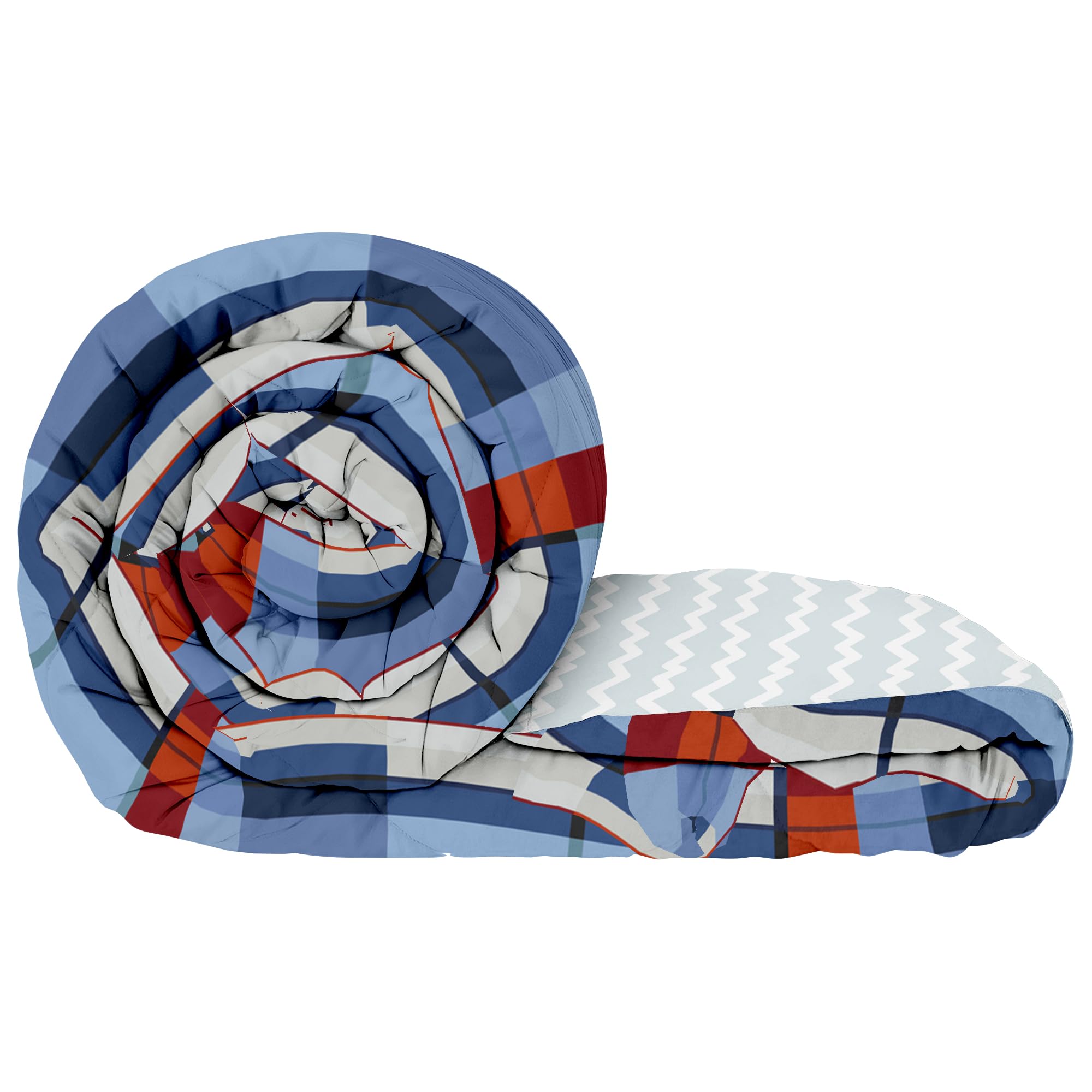 Story@Home Microfiber 180 GSM Soft Reversible All Weather Mild Winter Comforter/Blanket for Winter/Quilt/Duvet, Abstract, Double Bed Comforter 220 cm x 250 cm (Blue)