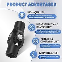 Vista 5 de 3/4" redondo x 3/4" redondo eje de dirección único junta universal U 3/4" redondo a 3/4" redondo negro eje de dirección acoplamiento universal 35°