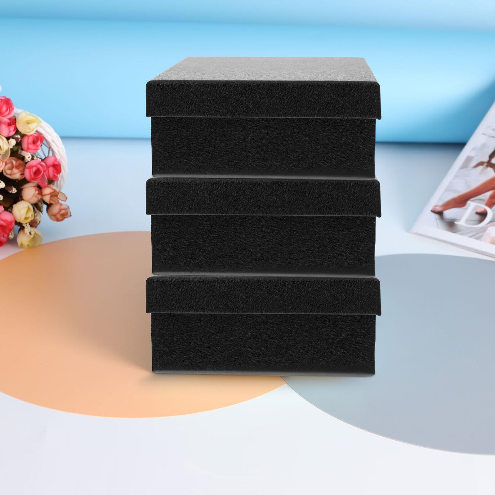 IWOWHERO 10 Stück Teiliges Schwarzes Geschenkbox Extra Dickem Stabilem Karton Quadratisch Vielseitig Verwendbar als Dekorative Hochzeit Verpackungskisten für Schmuck Süßigkeiten