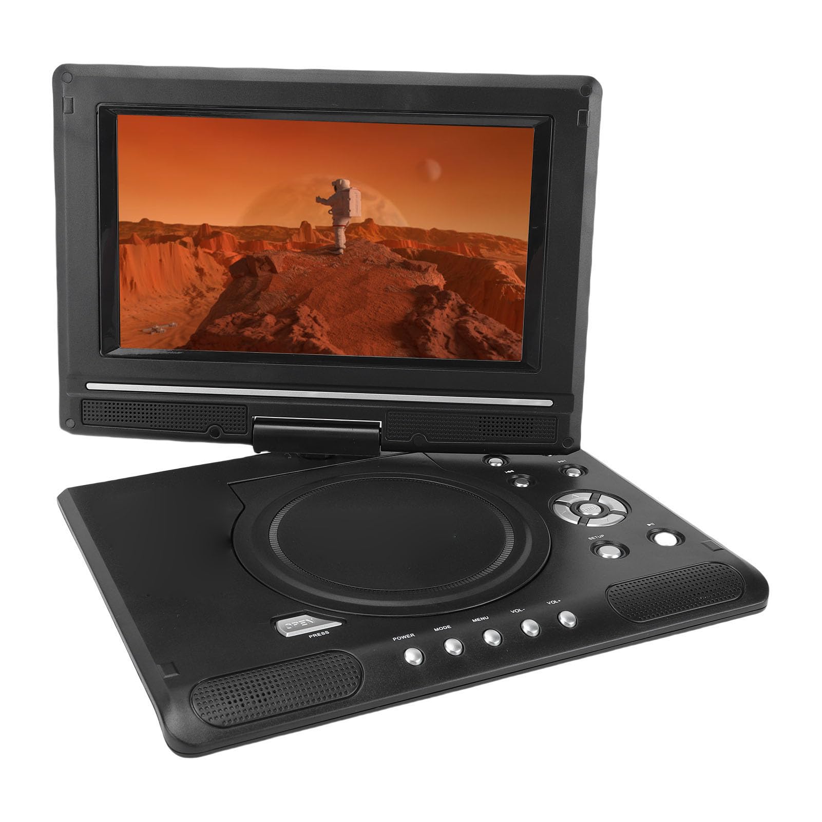 Asixxsix Portable DVD Player with 9.8 Inch Rotating Screen, Dual Stereo Speakers HD Car DVD Player with Antenna Remote Control Compatible with USB SD TV (US)