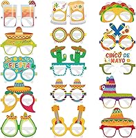 Vista 1 de 15 piezas de decoración de fiesta mexicana, anteojos de papel del Cinco de Mayo, lentes de papel, accesorios para cabina de fotos, accesorios
