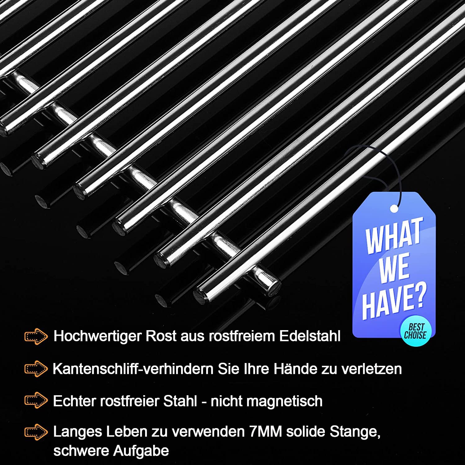 7639 Edelstahl Grillroste 44,5x30 cm passend für Weber Spirit 300 Serie I & II E310 E320 E330 SP310, Zubehör Grillrost für Spirit 700 900 Genesis Silver Gold B&C Gasgrill, Ersatzteile ersetzt 7638