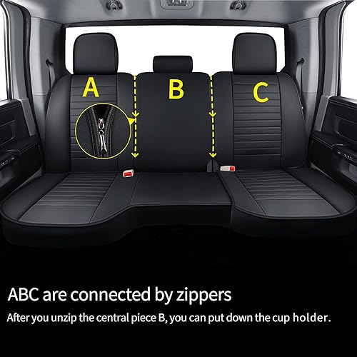 Miniatura 10 de Luckyman Club X02-BHX Juego completo de fundas de asiento de ajuste regular, cabina doble y cuádruple, con piel sintética impermeable, 02, juego