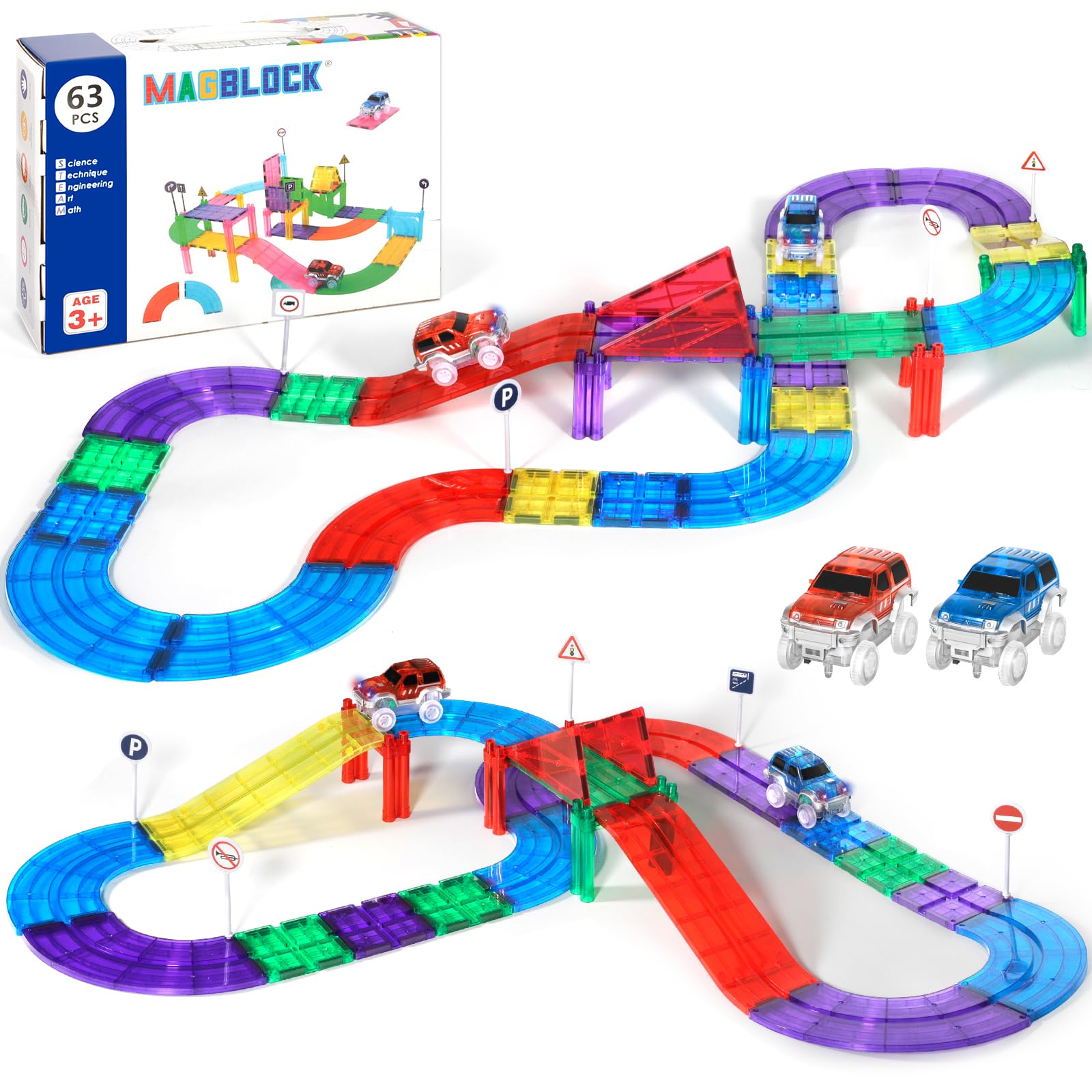 Ensemble De Train Électrique Magnétique - Pistes Flexibles 3D, 62 Ou 126 Pièces - Jouet De Construction Créatif Pour Enfants