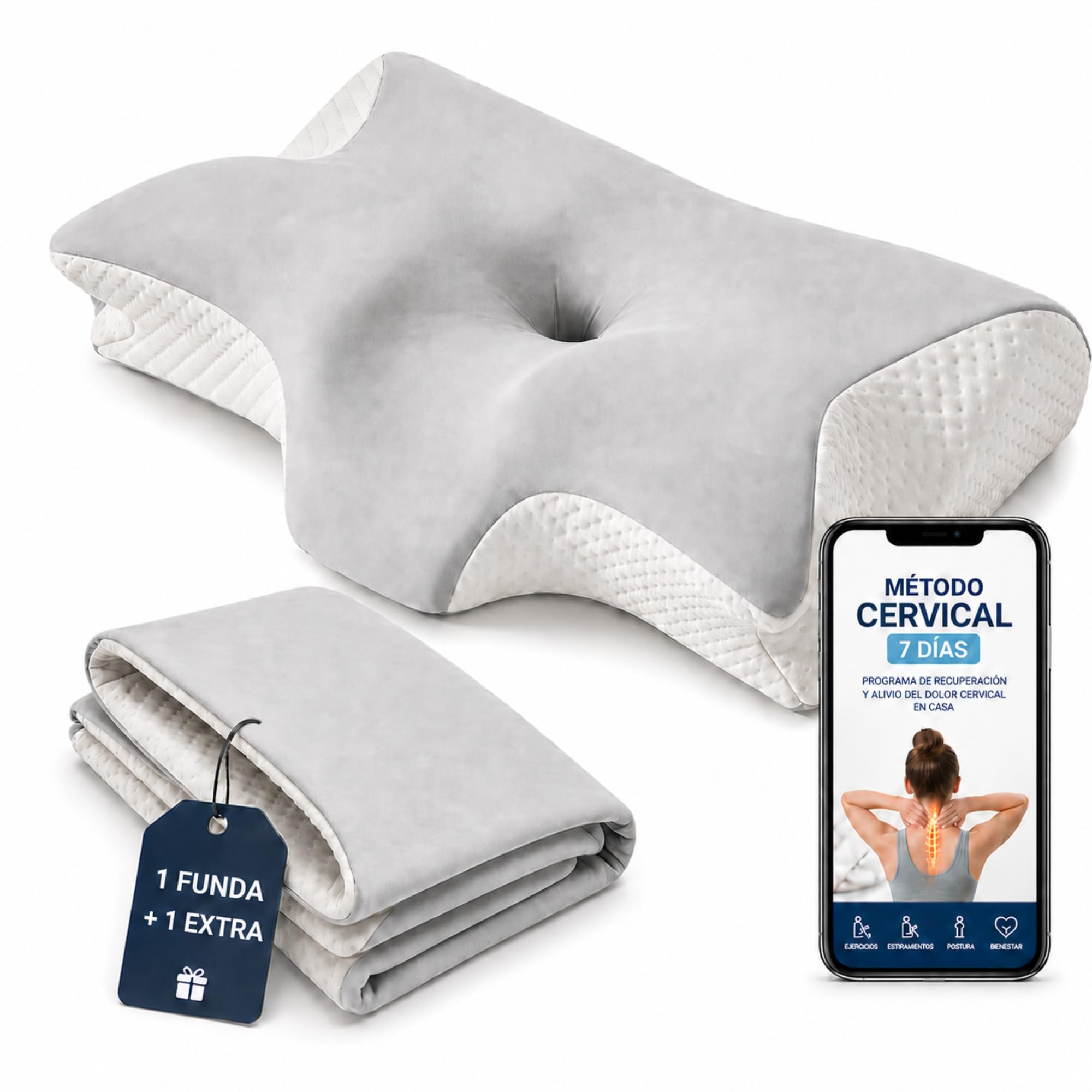 Almohada Cervical Viscoelástica - Mariposa - Cuello y Hombros - 2 Fundas