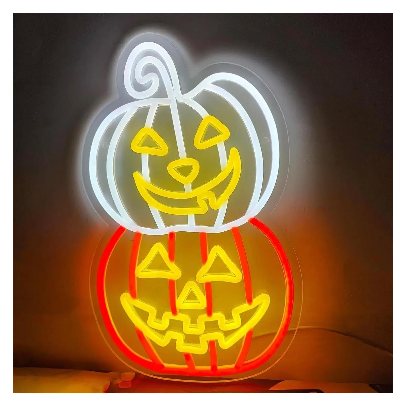 LEMST Signs Lamp Pumpkin Neon Sign Personalized Neon Light Sign for Halloween Party Home Decoration Bedroom Decor 25x39.9cm