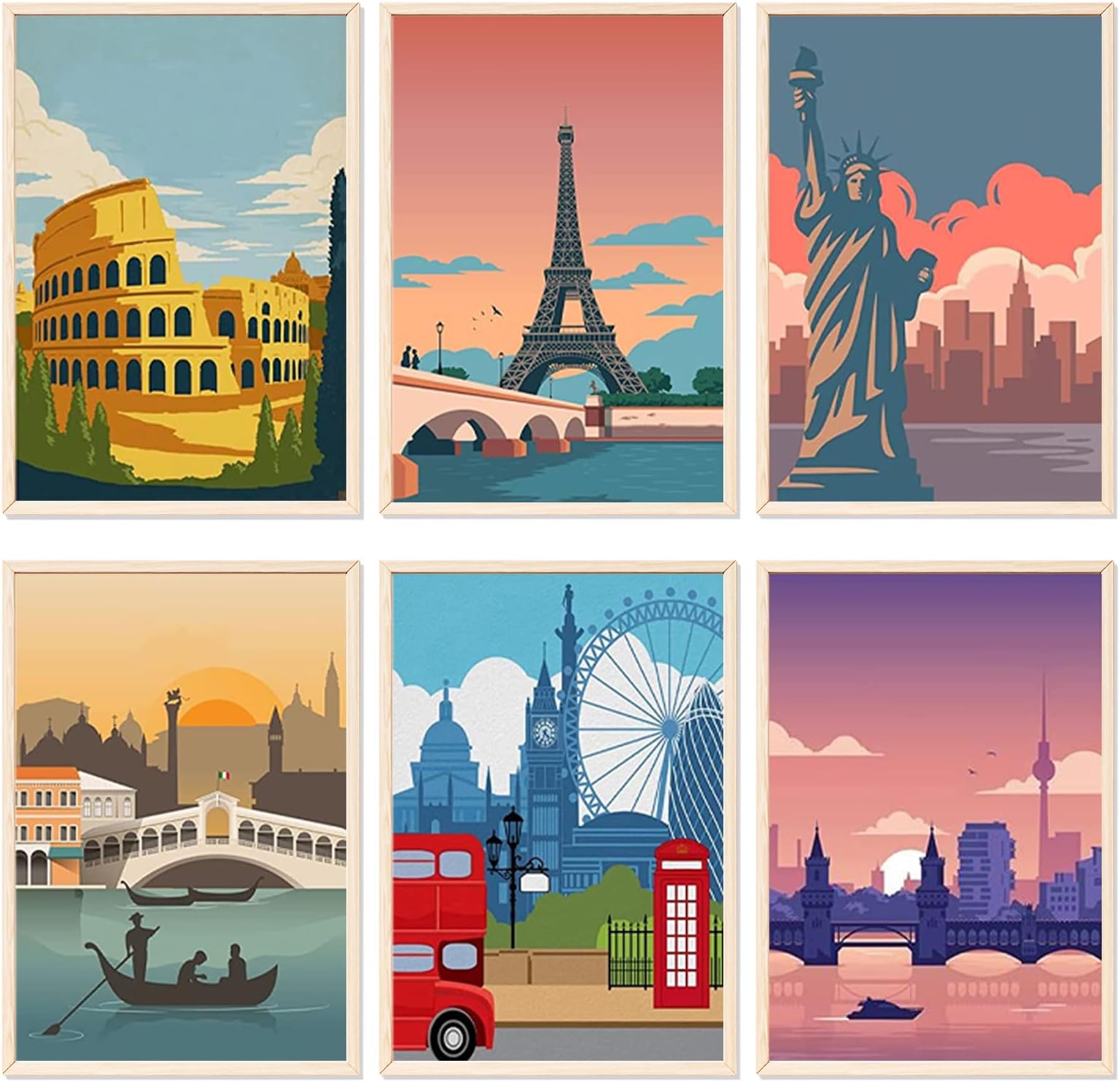 YALKINPaint by Numbers for Adults Beginner, Painting by Number Kits On Canvas,Without Frame DIY Color Oil Painting Acrylic Paints,Home Wall Decor?6 Pack 8x12 in?