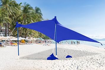 ABCCANOPY Beach مأوى شمسي محمول للشاطئ، رحلات تخييم 7 &times; 7 قدم، أزرق