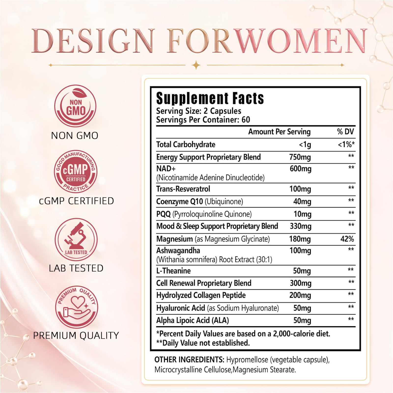 NAD+ Supplement for Women — Energy, Sleep & Skin Support with Resveratrol, CoQ10, Ashwagandha & L-Theanine — NMN Alternative, 120 Capsules — Amazon image 7