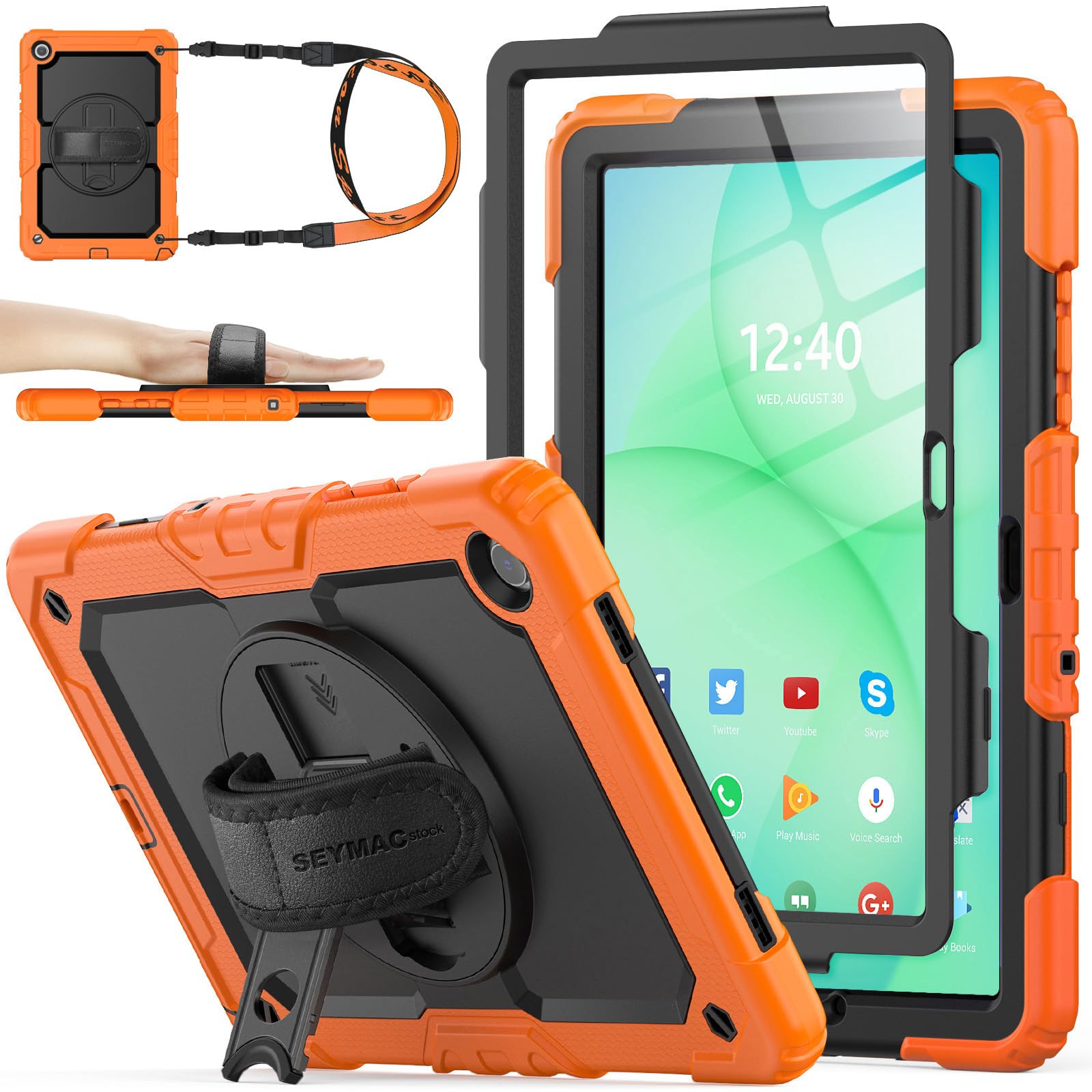 SEYMAC stock Case for Samsung Galaxy Tab A11+ Plus/A9+ Plus 11'', Full-Body Drop Protection Case with Screen Protector Pencil Holder [360° Rotating