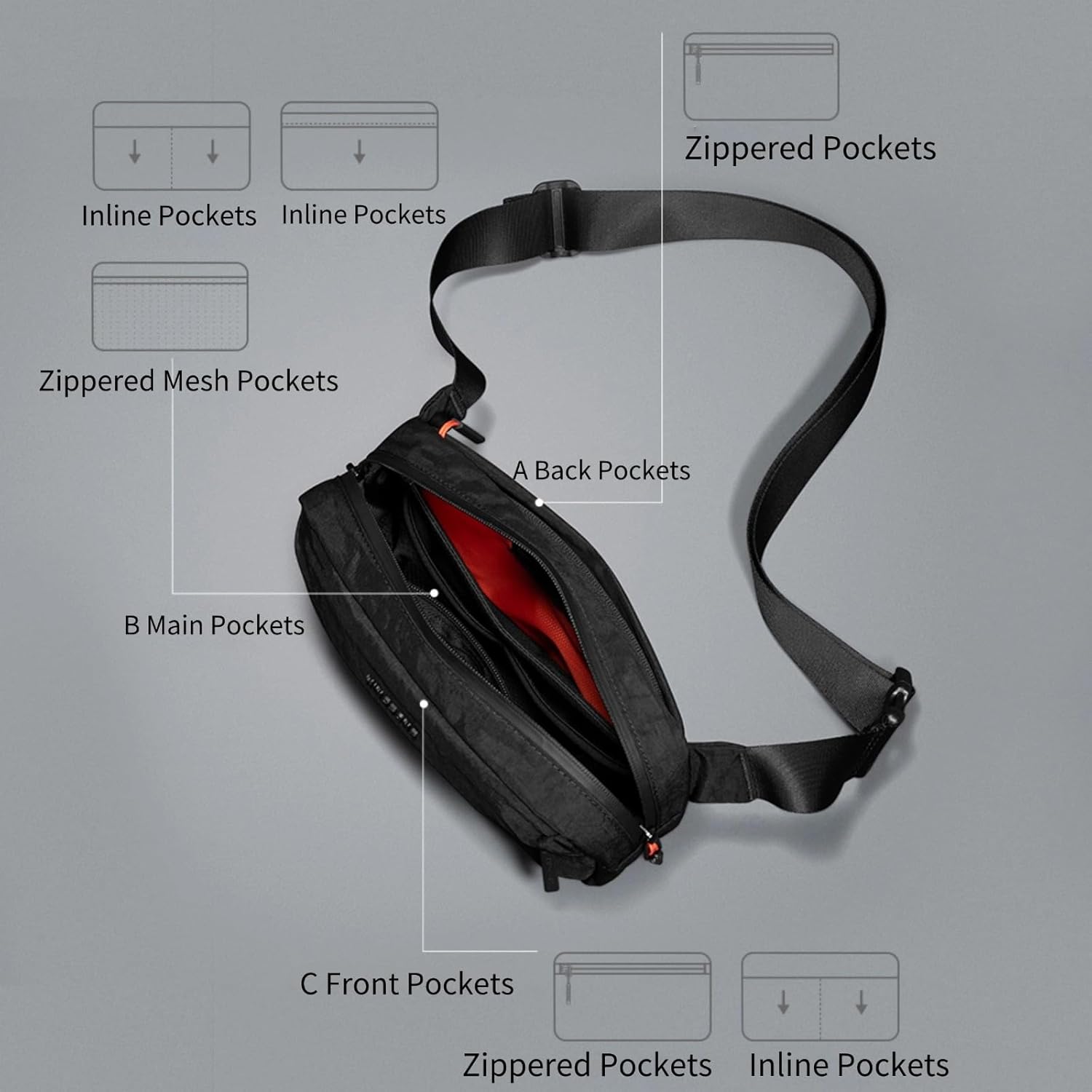 Kingsons EDC Tech Sling Bag for Men/Women Waterproof Compact Crossbody Bag Chest Shoulder Backpack - Image 8