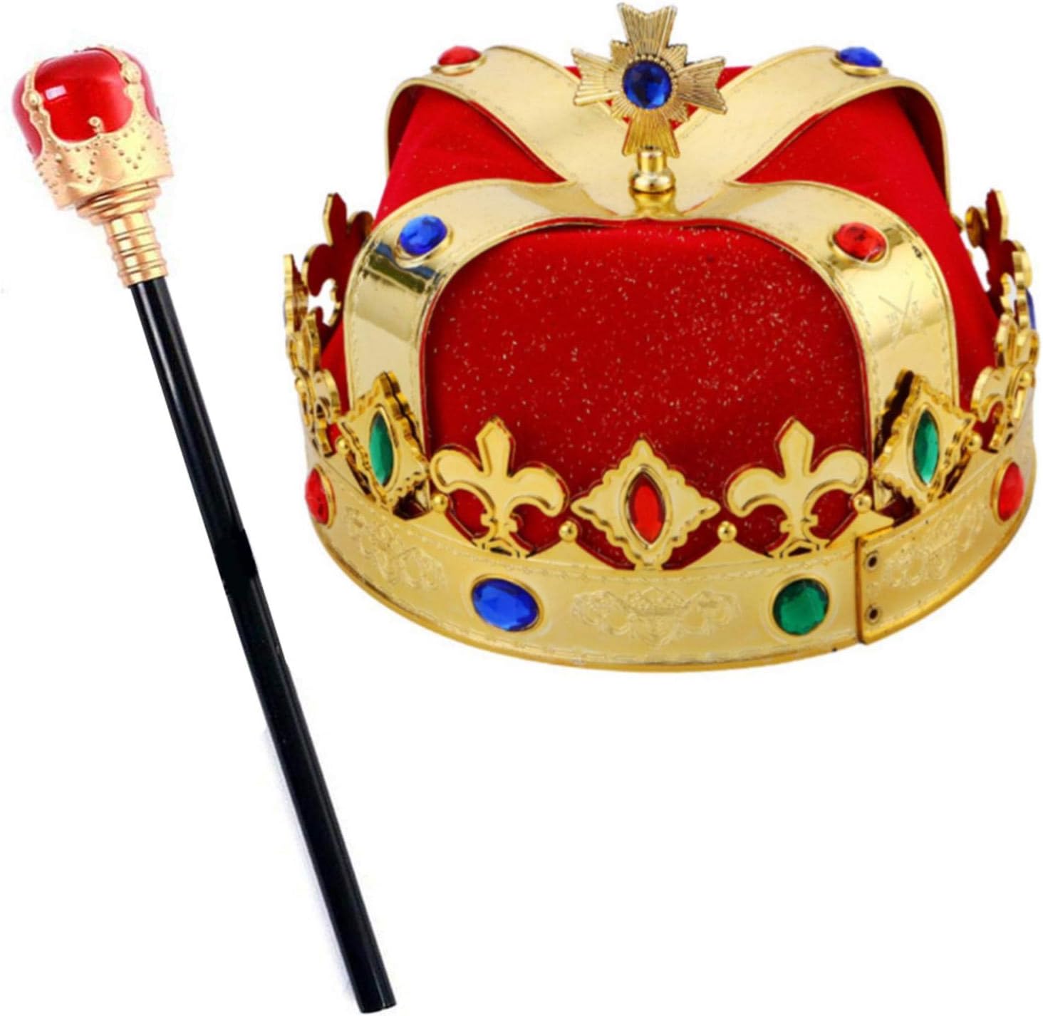 Blu Cappelli in Costume Runsmooth 2psc Corona E Scettro Cappelli Divertenti  per Costumi da Festa per Halloween Costume Dress Up Corona Ingioiellata del  Re lencicol Giochi d'imitazione e accessori di travestimento Giochi