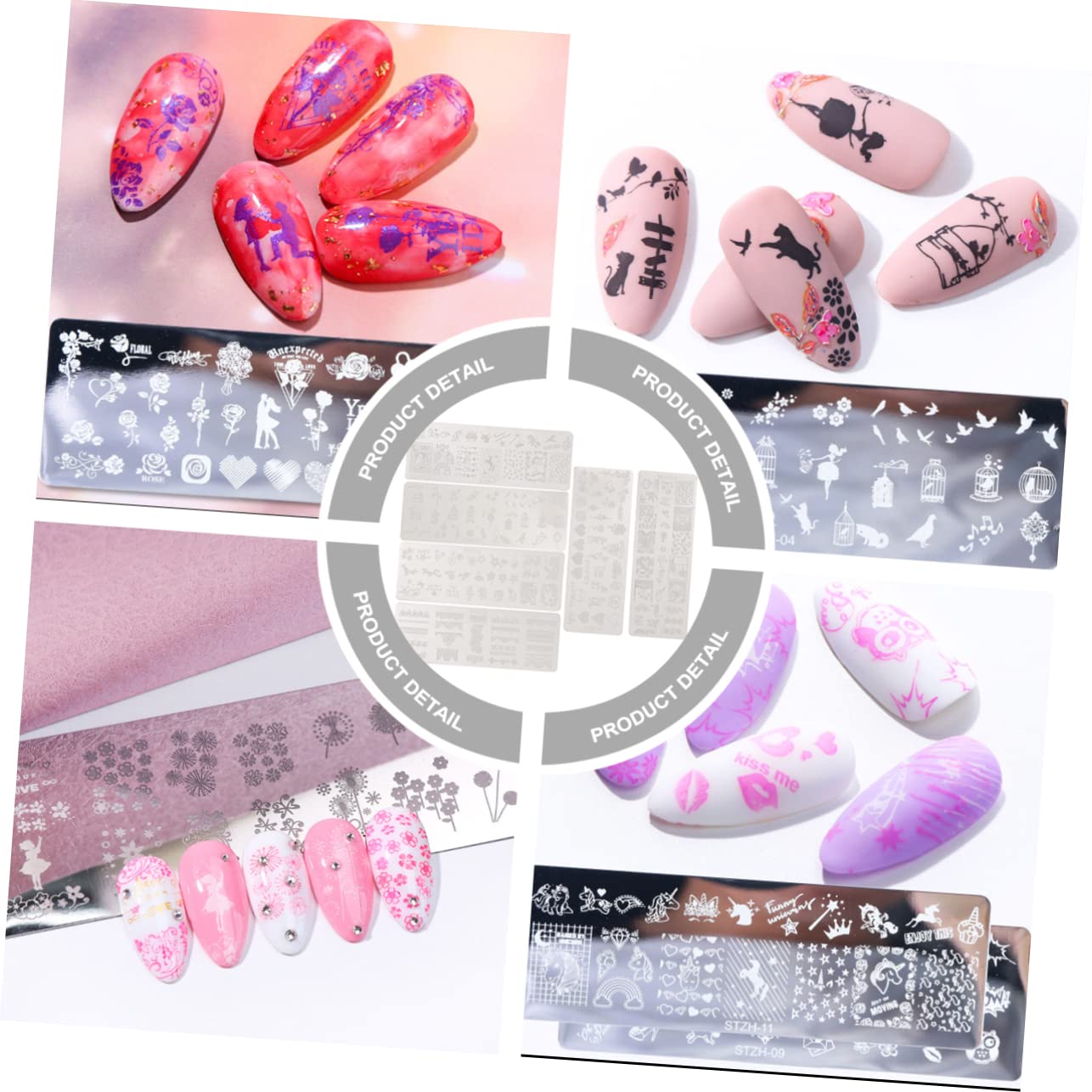 minkissy 18pezzi Templatper Decorazione Unghie Acciaio Con Vari Motivi Di Stamping Per Manicure Facile Da Usare Per Ogni Occasione