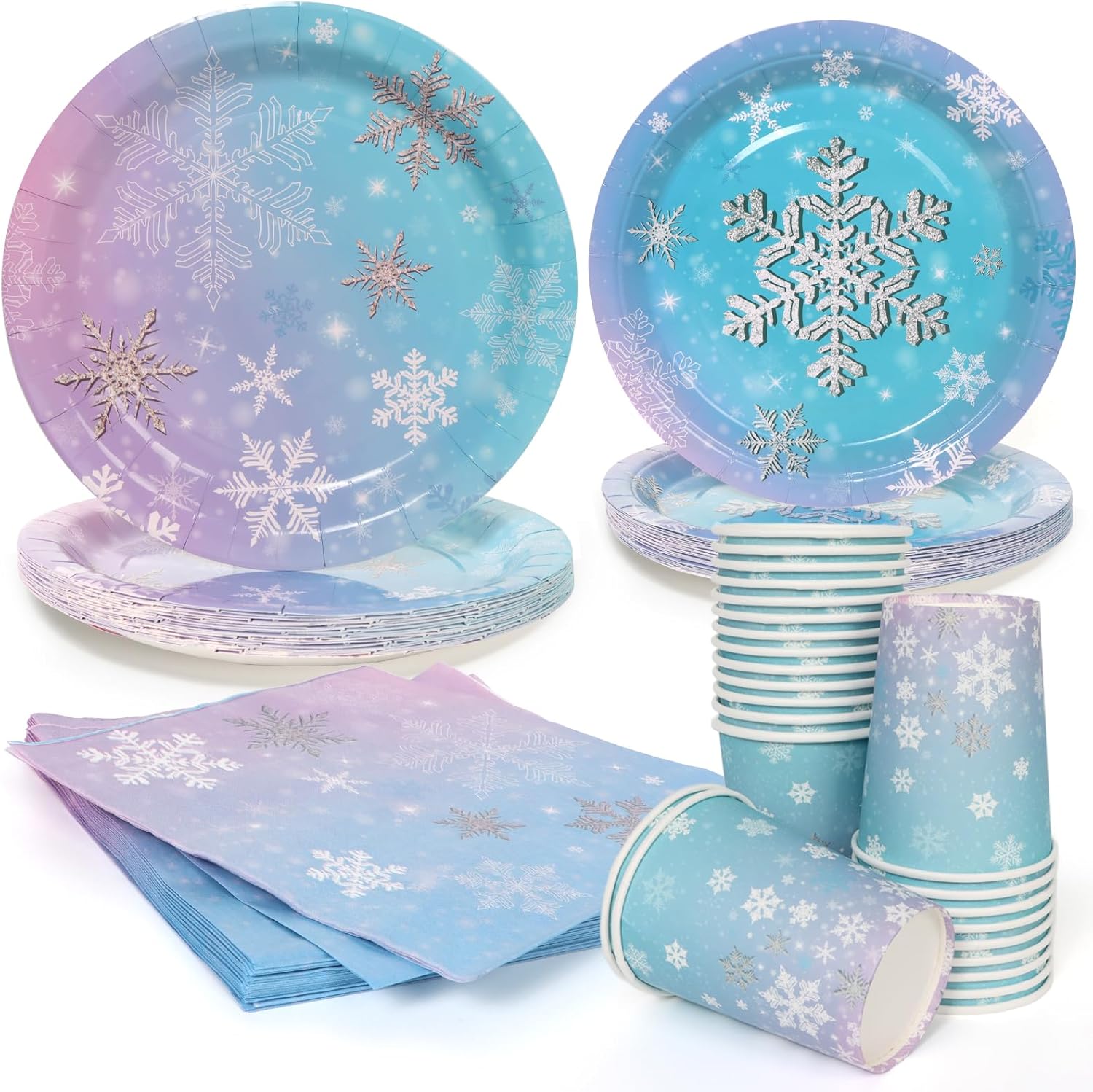 96Pcs Under the Sea Plates Party Supplies, Fish Paper Plates and Napkins and Forks Ocean Baby Shower Picnic Kids Birthday Party Decorations, Serves 24