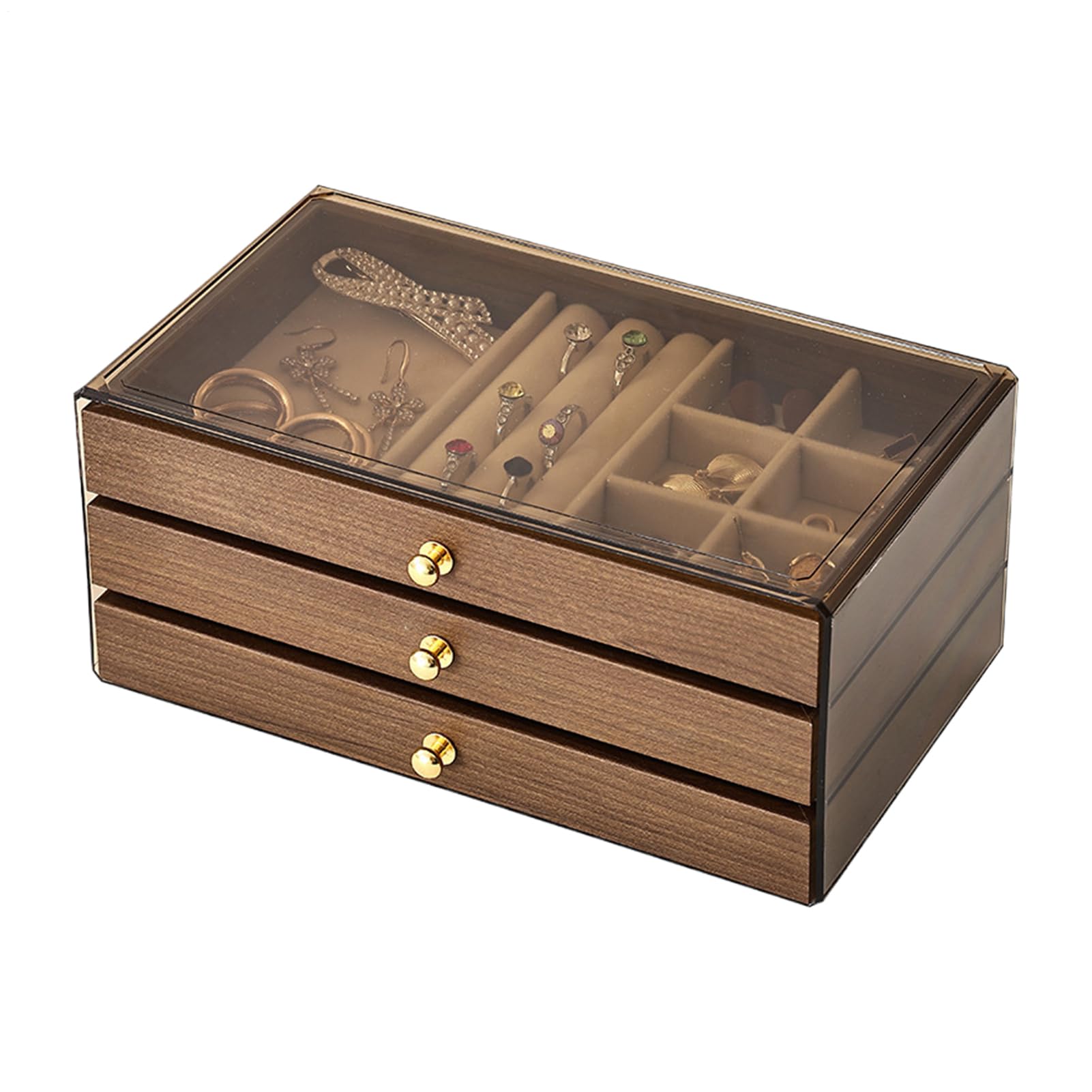 Rangement multicouche de bijoux pour placard : boîte compacte pour colliers et bagues de femme