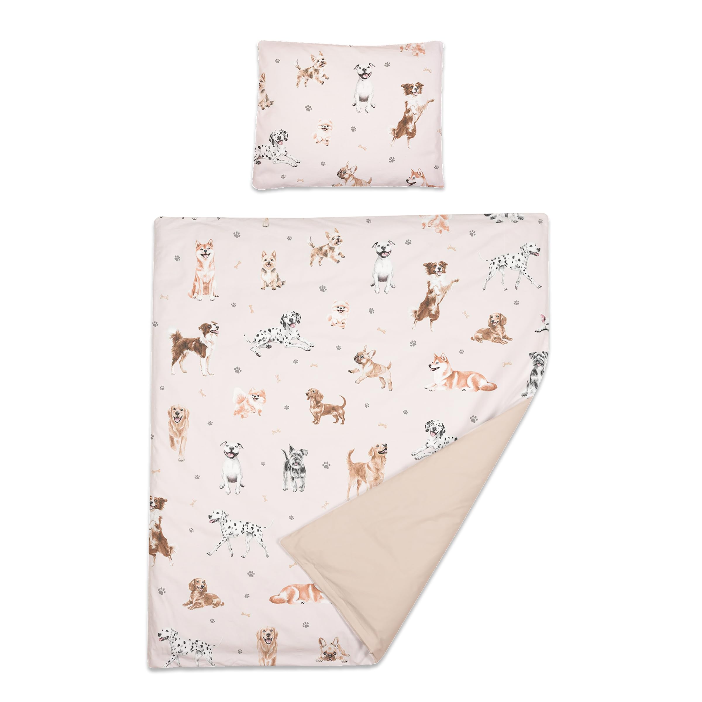 Baby Comfort 2 Piece Baby Kids Bedding Set 80x70 cm Duvet Cover & Pillowcase 12M+ (Doggies), 50