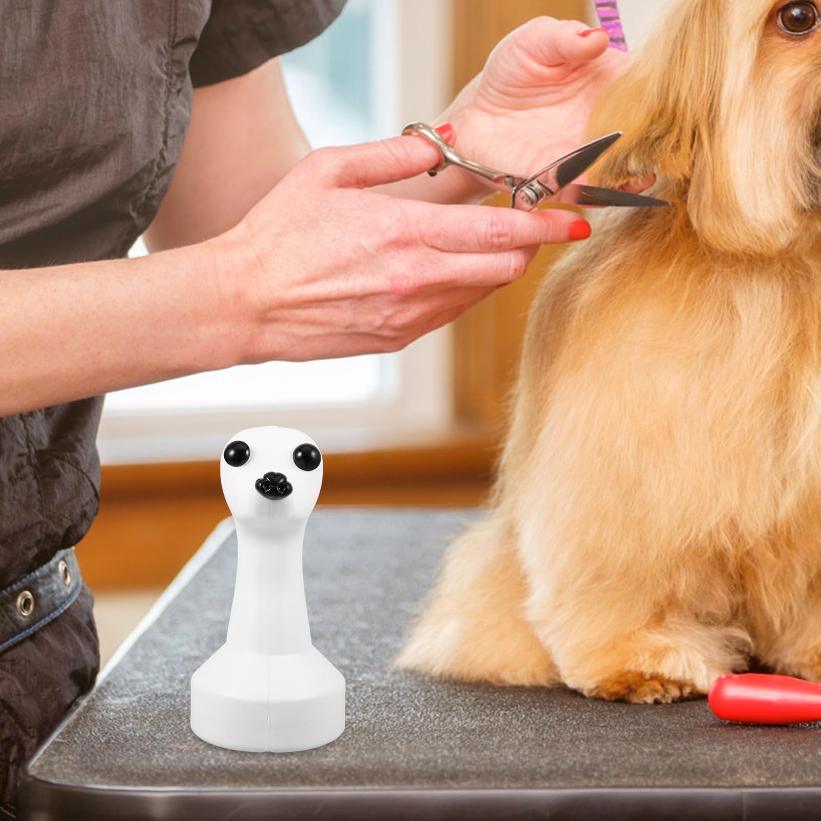 Didiseaon Testa Cane in Plastica Bianca per Toelettatura Professionale Aspetto Realistico, per Uso DIY e Abbigliamento per Animali Domestici